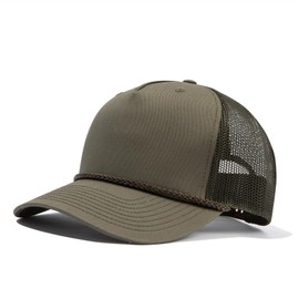 Croogo Mesh Trucker Cap, American Casual Hat, Large Size, Deep, Cotton, Breathable, Quick Drying, Sunshade, Outdoor Hat, G-DTK241-Army Green, 56 to 60 cm