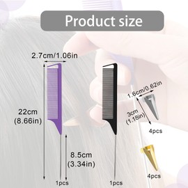 10 Pcs Hair Parting Tool Set with 2 Tail Combs and 8 Stitch Braid Tool Finger Parting Rings Hair Braiding Tool(Hair Parting Comb and Hair Braiding Finger Tool Set) Tail Comb for Easy And Quick Braidin