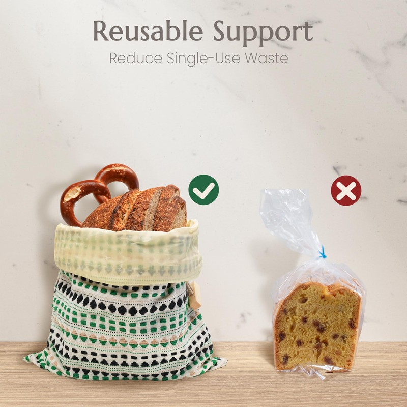 JACYAO'S Reusable Beeswax Bread Bags for Homemade Sourdough, 2 Pack