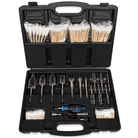 Professional Diesel Injector-Seat Cleaning Kit 8090S on Cylinder Heads, Including Helix Brushes, Two-Stage Brushes, Bore Brushes and Swabs (Stainless Steel, 17-Pack)