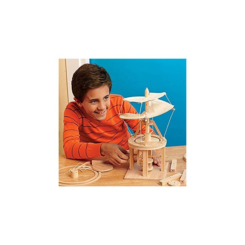 Fun Trading Leonardo Da Vinci 4118 Wooden Helicopter Kit Brown