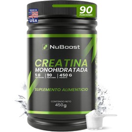NuBoost Creatina Monohidratada Micronizada 450 g - 90 Porciones - 5 g por Porción - Creatina Pura Sin Sabor en Polvo - Suplemento Deportivo - Creatine Monohydrate - Hecho en USA