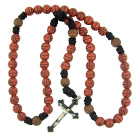 CB Athlete Protection Basketball Shape Bead Sports Rosary, Religious Gift for Boys, Men, 20 Inch