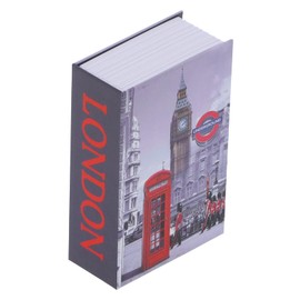 Book Shaped Safe with Combination Lock, Mini Book Safe for Money, Hidden Secret Storage Box for Hidden Keys (London, 7.1" x 4.6" x 2.2")