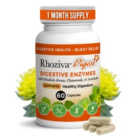Rhoziva Digest Gut Health Supplement with Digestive Enzymes for Men & Women - Probiotics & Prebiotics for Gut Health Supplement - Daily Synbiotic Gut Vitamins for Men & Women - 60 Capsules