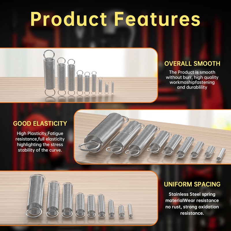 100 Pcs Extension Spring, Beesini Extension Spring Assortment Kit 25