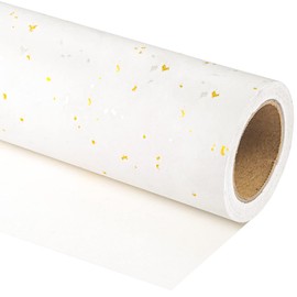 WRAPAHOLIC Wrapping Paper Roll - Mini Roll - 17 Inch X 16.5 Feet - Ivory Gold Foil Design with Silky Touch Perfect for Birthday, Holiday, Wedding, Baby Shower