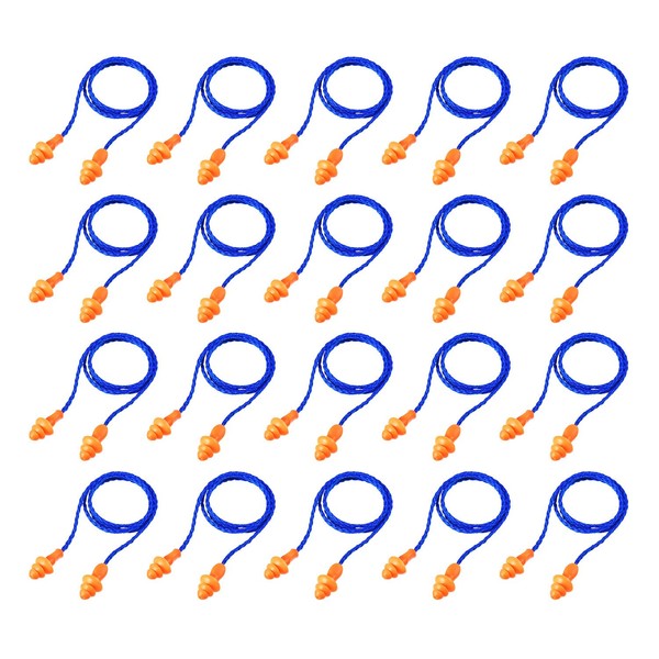 20 Pairs Corded Ear Plugs Reusable Silicone Earplugs with String