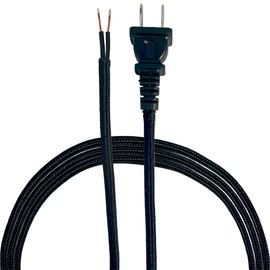 Royal Designs Lamp Cord Molded Plug with On/Off Switch, Stripped Ends Ready for Wiring, 8 ft long, Black, SPT-1 UL Listed