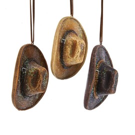Cowboy Hat Ornaments, 3 Assorted