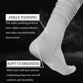 WANDER Football Scrunch Socks Men Extra Long Sport Socks 2 Packs Cotton Ankle Support Padded Socks for Youth Adult 6-9/10-13