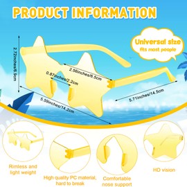 BOUBONI 10/20/30/40 Pack Star Sunglasses Rimless Transparent Pentagram Shaped Sunglasses Bulk Party Favor Glasses for Women (20, Yellow)