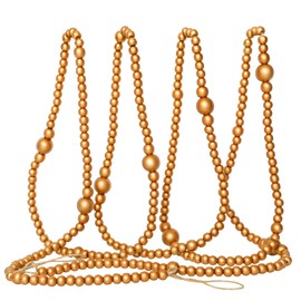 Gold Christmas Wood Bead Garland, 12 FT Farmhouse Boho Tree Decor