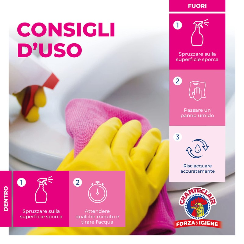 Chanteclair - WC Schiumattiva con Candeggina - Pulisce e Igienizza,