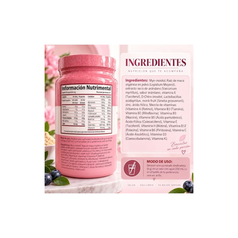 Myo Inositol en Polvo Sabor Arándano 180 g Schuler 2