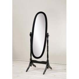 Roundhill Furniture Traditional Queen Anna Style Wood Floor Cheval Mirror, Black