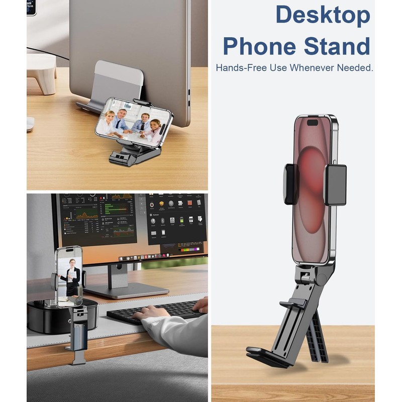 Kuyotine Flight Phone Holder, 360°Rotating Clamp Adjustable Phone Stand, Portable