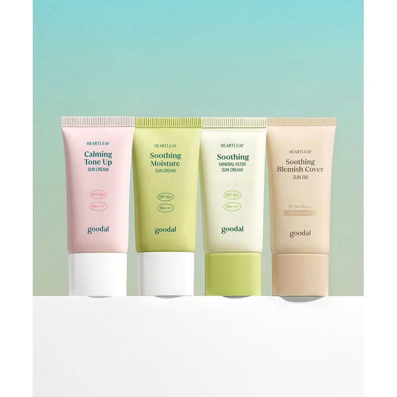 Goodal [SET] Mugwort Sunscreen (Moisturizing/Tone-Up/Green Tone-Up/Physical Sunscreen) 50ml + Cover