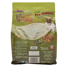 F.M. Brown's Tropical Carnival Natural Rabbit Food, 4-lb Bag - Vitamin-Nutrient Fortified Daily Diet with High Fiber Timothy Hay and Alfalfa Pellets for Optimum Digestion