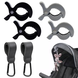 4 Stück Kinderwagen Klammern,Universal Kinderwagen Clips,Leistungsstarke Klemme,zur Befestigung von Decken,Mützen,Handschuhen,Bettdecken Usw.,mit 2 Haken Kinderwagen