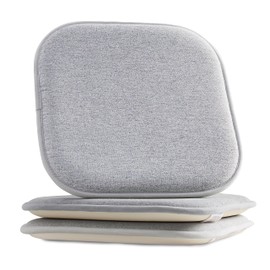 Elegant comfort Chair Cushion Covers with Ties and Non Skid Rubber Backing-Thick Memory Foam - Soft Cushion Pad- Rounded Square Seat Cover- 16 x 16 Inches - Set of 2 Thatch Textured Pattern, Gray