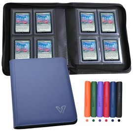 Vrsanok Toploaders Binder 4 Pocket,Holds 128 Top Loaders,Top Loader Binder 4 Pocket for 3" x 4"Rigid Cards,Double Sided Card Binder Abulm in 3"x4"Toploaders for Trading Cards