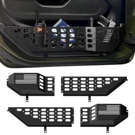 Metal Front Door Pocket Storage Box for 2018-2024 Jeep Wrangler JL JLU 4XE and 2020-2024 Gladiator JT 2/4 door 2PCS Interior Door Storage Expansion Accessories Organizer (Not for Power Seats)