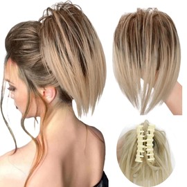 Claw Clip Messy Hair Piece Tousled Updo Messy Hair Bun Hair Scrunchies Synthetic Wavy Curly Chignon Hair Extension Ponytail Hairpieces for Women (Light Golden Brown/Light Blonde)