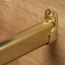 Gedotec Wardrobe Rail | Oval | Wardrobe Rail 1000 mm | 1 Piece Wardrobe Rail with 2 Pieces Rod Fixings | Furniture Pipe 30 x 15 mm | Wardrobe Clothes Rail Brass | Metal Cupboard Tube