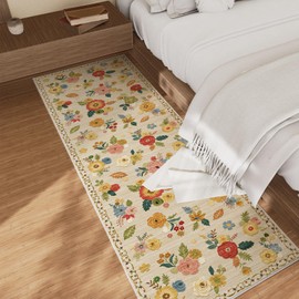Washable Kitchen Rugs Non Slip: 2'x6' Hallway Runner Rug Stain Resistant Low Pile Floral Floor Rug with Rubber Backing Non Shedding Soft Carpet Runners for Indoor Entryway Bedside Bedroom Farmhouse