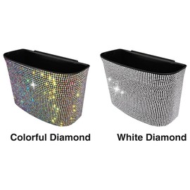 TOTMOX Car Trash Can,Bling Car Garbage Can Container Hanging Wastebasket with Rhinestones