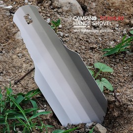 Titanium Backpacking Trowel Ultralight Camping Hand Serrated Shovel Garden Trowel with Clip