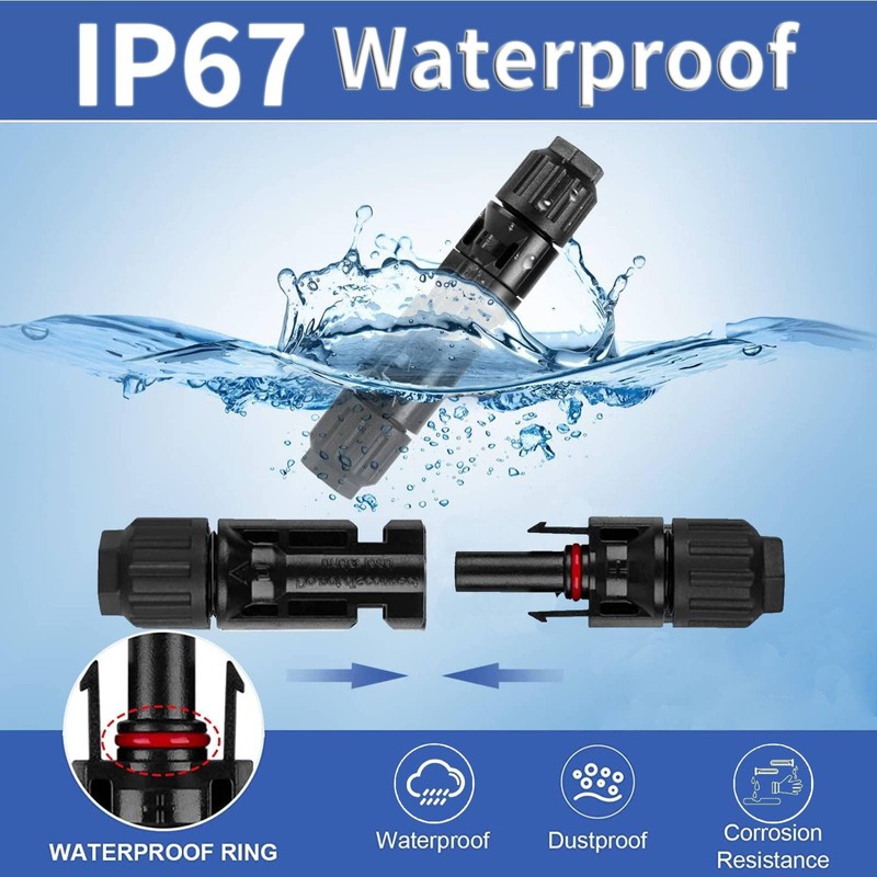 QeeHeng Solar Panel Connector, 6 Pairs Male/Female Solar Connector, IP67
