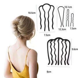 BLOOPIC Party Wrap Comb, Hair Fork, 6 Pieces, U-Shaped Hair Clip, Hairband, Metal Hair Side, Comb, Bangs, Hardware, Invisible Bangs Comb, U-Pin, Hair Ornament, For Styling, Women's Dress, Kimono, Yukata, Kimono, Coming-of-Age Ceremony, Graduation, Weddin