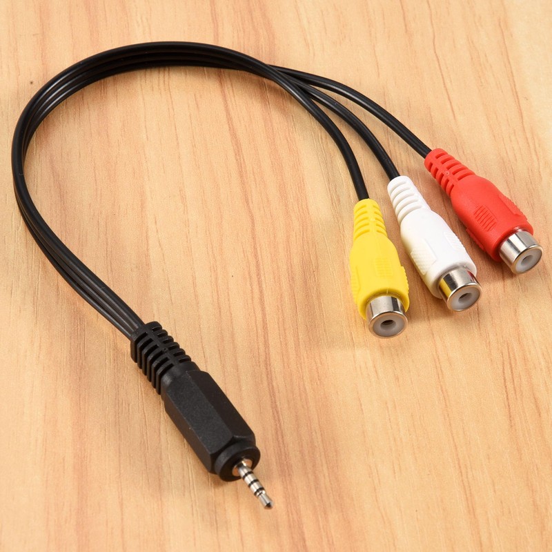 2.5mm Mini AV Male to 3RCA Female M/F Audio Video