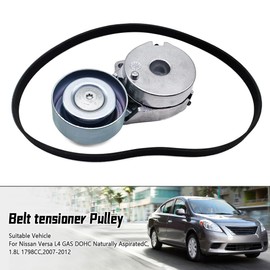 39162 Belt Tensioner Pulley and K060473 Belt Fit for Nissan Versa 2007-2012 Cube 2009-2014 Sentra 2007-2012 NV200 2013-2019 Drive Component Kit Replace 6PK1200 11955JD20A 11955ET00A