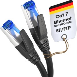KabelDirekt – Cable Ethernet Cat 7 – 65ft/20m – Cable de red/LAN/RJ45, 10Gbit/s – Disponible en 0.25-30m (Para redes de alta velocidad, juegos, PC, conmutador/router/módem, negro)