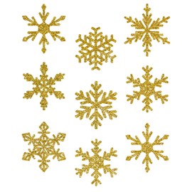AVERY Zweckform 9 Fensterbilder Weihnachten Schneeflocken gold (Made in Germany, selbstklebende Fenstersticker, Weihnachtsdeko Fenster, Fensterfolie ablösbar) 1 Bogen/9 Fensteraufkleber, 52950