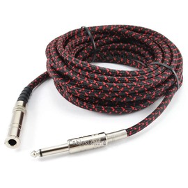 CablesOnline 20ft 6.35MM(1/4in) Mono Male to Female Woven Guitar/Bass Extension Cable (A6-220MV)