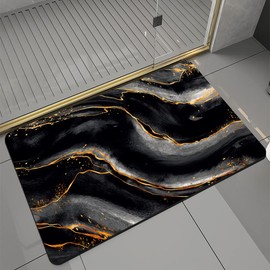 Tobil Bath Mat Non-Slip Absorbent Bath Mat Bathroom Rug Black-003 40 x 60-50 x 80 (40 x 60 cm)