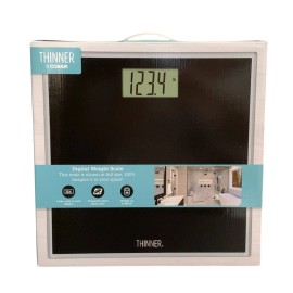 Thinner by Conair Scale for Body Weight, Black Glass Digital Bathroom Scale, NEW