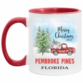 Pembroke Pines Mug Pembroke Pines Florida Gifts Travel Souvenir Mug Christmas Mug Ceramic 11oz White