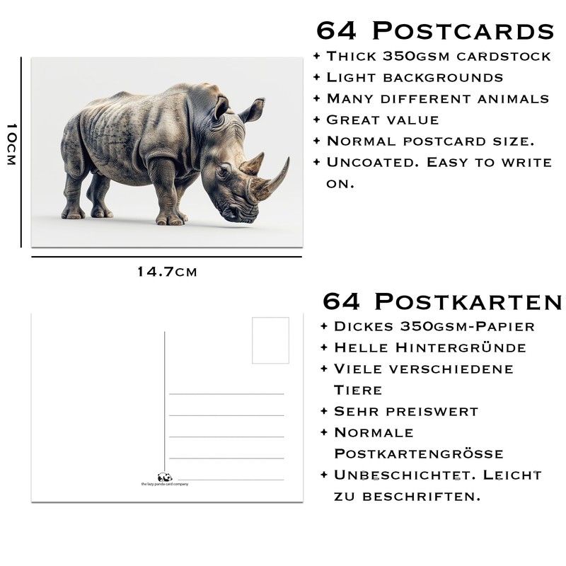 the lazy panda card company 64 Animal Postcards - Postcards