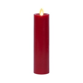 Luminara Classic Slim Flameless LED Candle, Burgundy 2" x 7.9", Battery Operated Moving Flame Pillar w/Timer, Safe Realistic Wax Candle, Home Decor