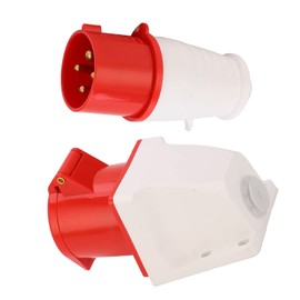 Luatoxry 4 Pin Industrial Connector, 32A Industry Connectors, AC380V‑415V Industrial Plug and Socket, ABS 3 Phase Industrial Socket Connector with Brass Rod Conductor for Industry