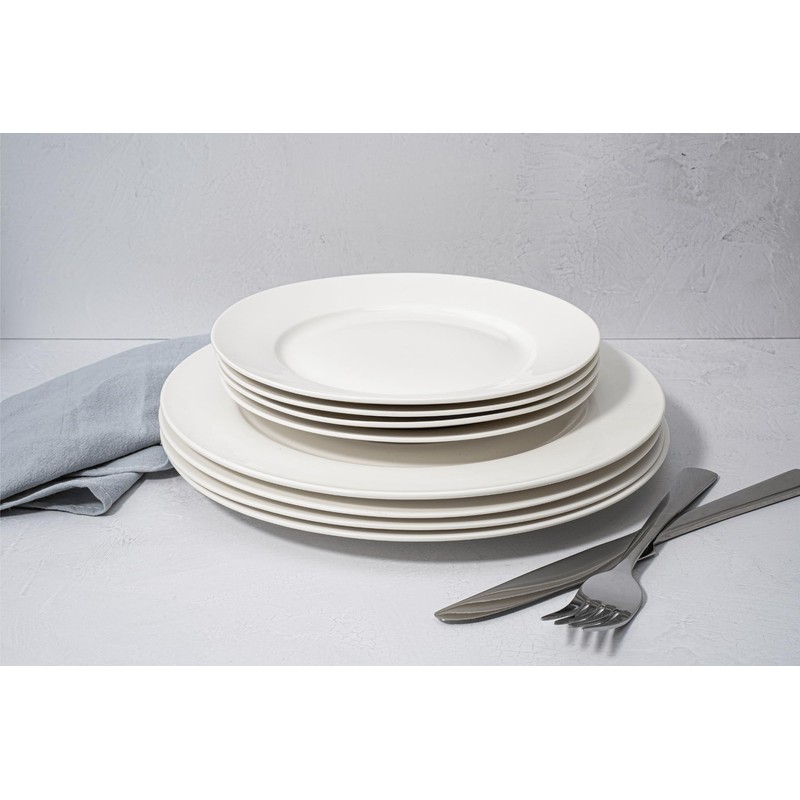 Square House New Bone China 12 Piece Dinnerware Set, Santorini