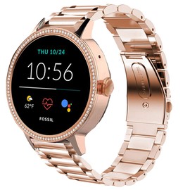 LvBu Armband Kompatibel mit Fossil Damen Gen 5E Smartwatch, Classic Edelstahl Uhrenarmband für Fossil Damen Gen 5E Smartwatch (Roségold)