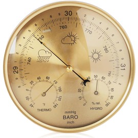 3 in 1 Barometer for Weather Station, Wall Hanging Thermometer All-Season Thermometer, Greenhouse Hygrometer, Accurate Weather Station Indoor Outdoor Use Temperature Monitor for Home Garden Office