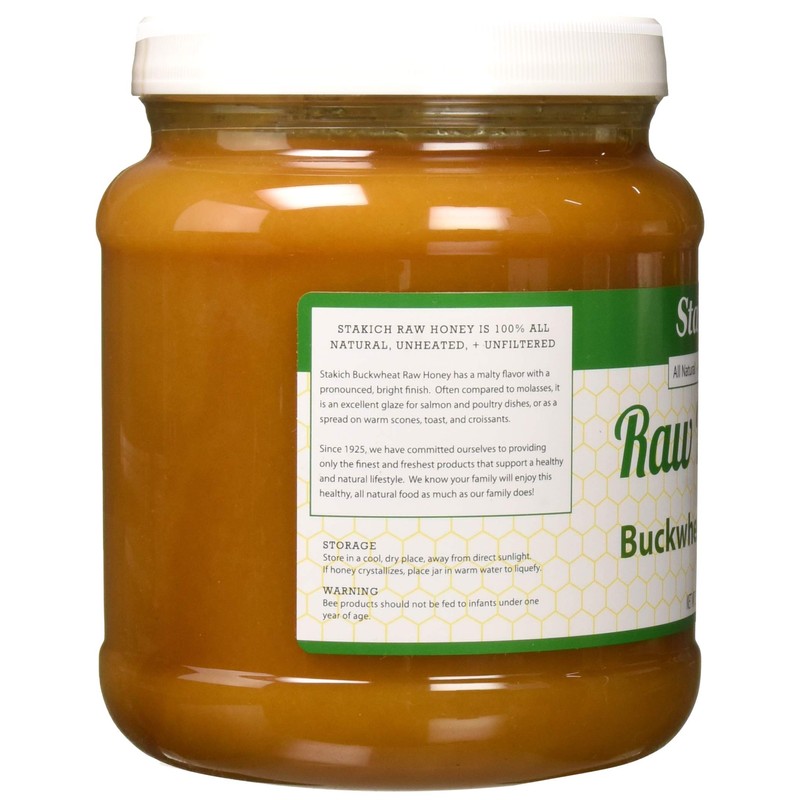 Stakich Buckwheat Antioxidant Raw Honey - Pure, Unprocessed, Unheated, Kosher