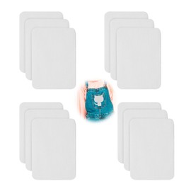 Fabric Iron on Patches12 Pieces 7.5cm x 10.5cm 100% Cotton Cuttable Iron On Patches Repair Patches Inside & Outside Strongest Glue White Repair Decorating Kit for Clothes Pants Bags Hole Repairing